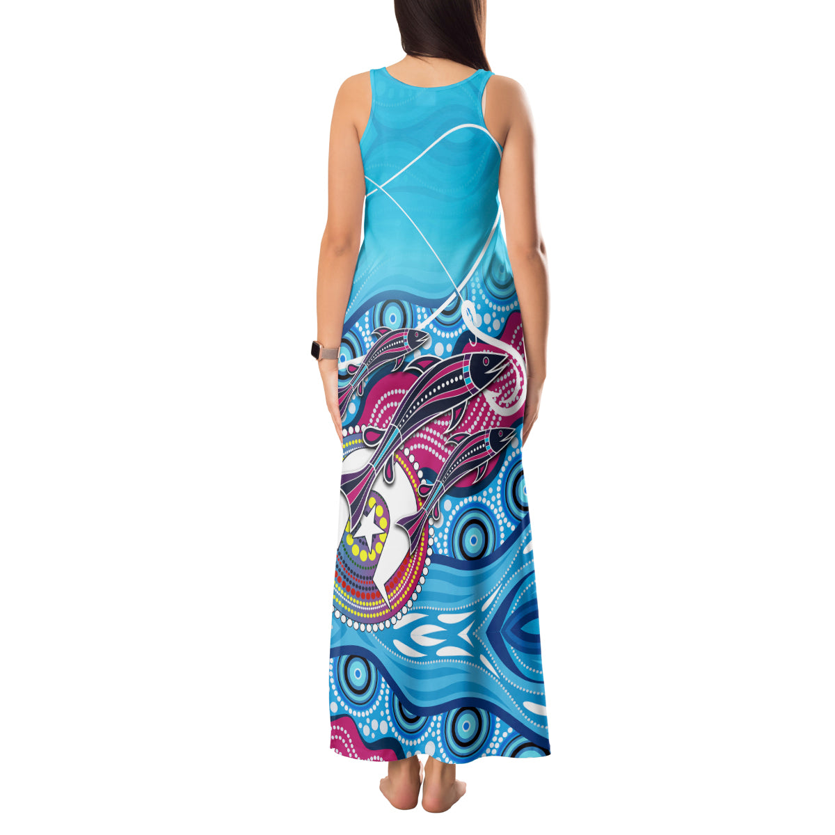 australia-fishing-tank-maxi-dress-fishaholic-with-the-dhari-symbol-and-aboriginal-pattern