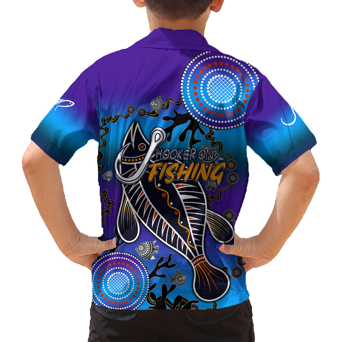 australia-fishing-family-matching-long-sleeve-bodycon-dress-and-hawaiian-shirt-hooked-on-fishing-with-aboriginal-patterns