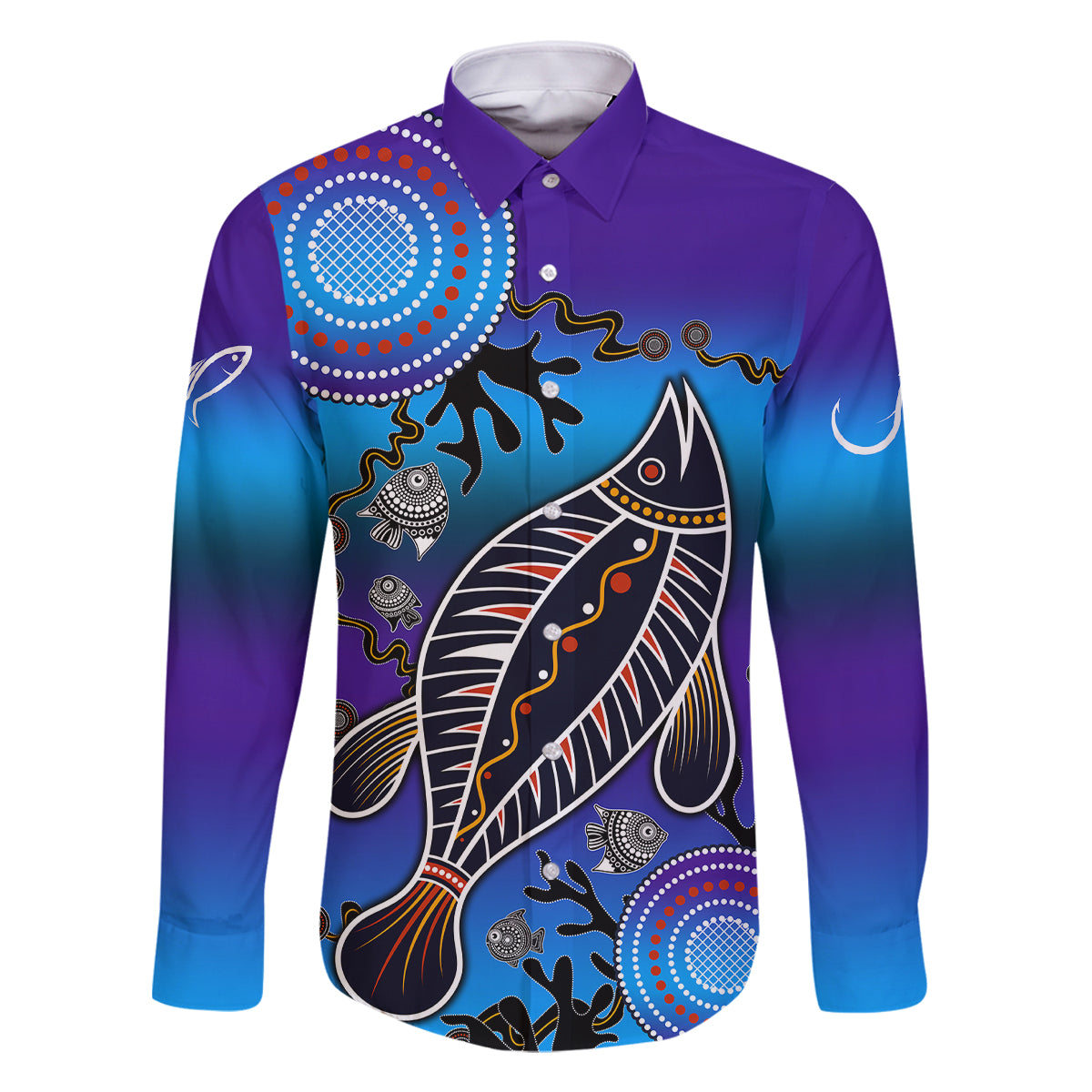 australia-fishing-family-matching-long-sleeve-bodycon-dress-and-hawaiian-shirt-hooked-on-fishing-with-aboriginal-patterns