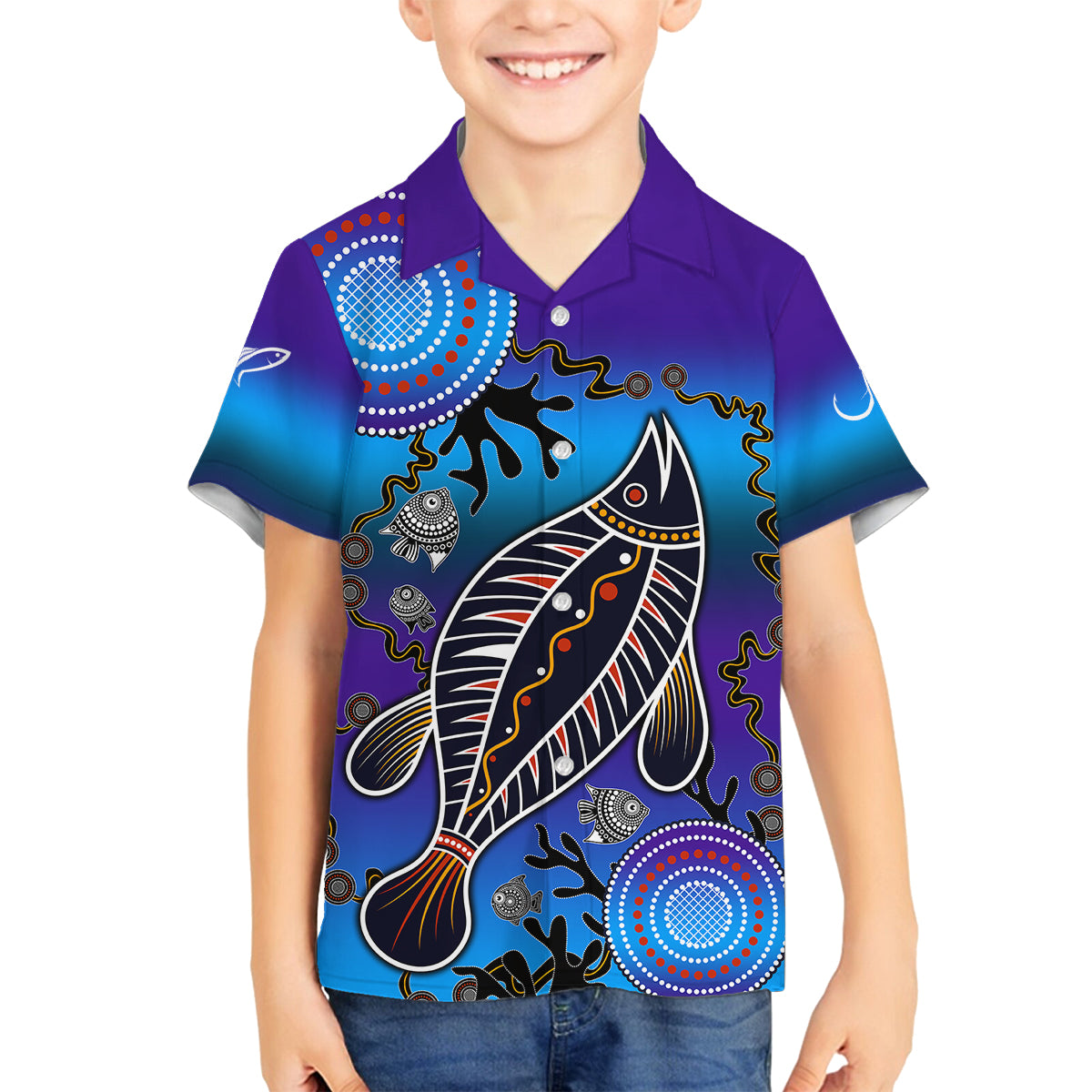 australia-fishing-family-matching-long-sleeve-bodycon-dress-and-hawaiian-shirt-hooked-on-fishing-with-aboriginal-patterns