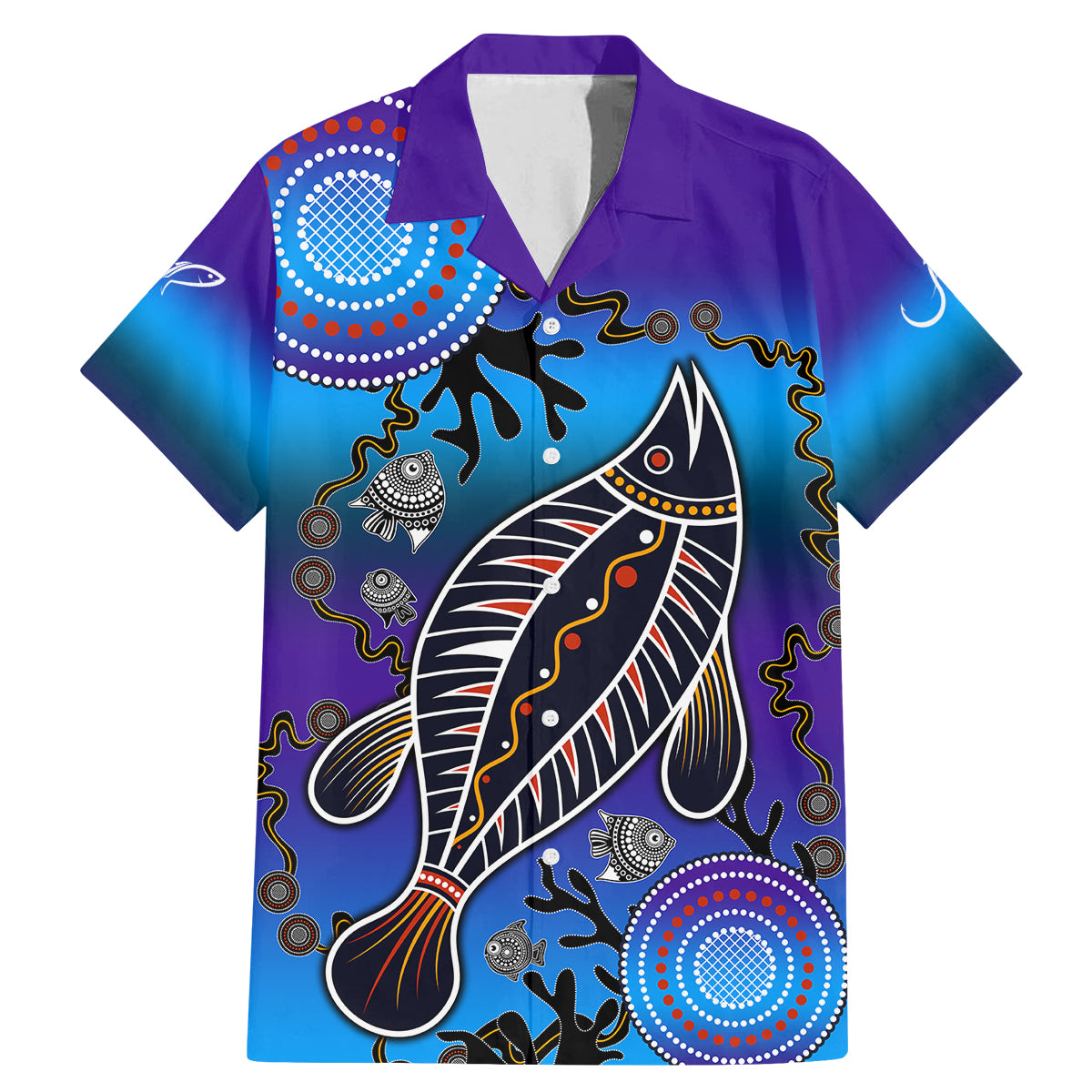 australia-fishing-family-matching-mermaid-dress-and-hawaiian-shirt-hooked-on-fishing-with-aboriginal-patterns