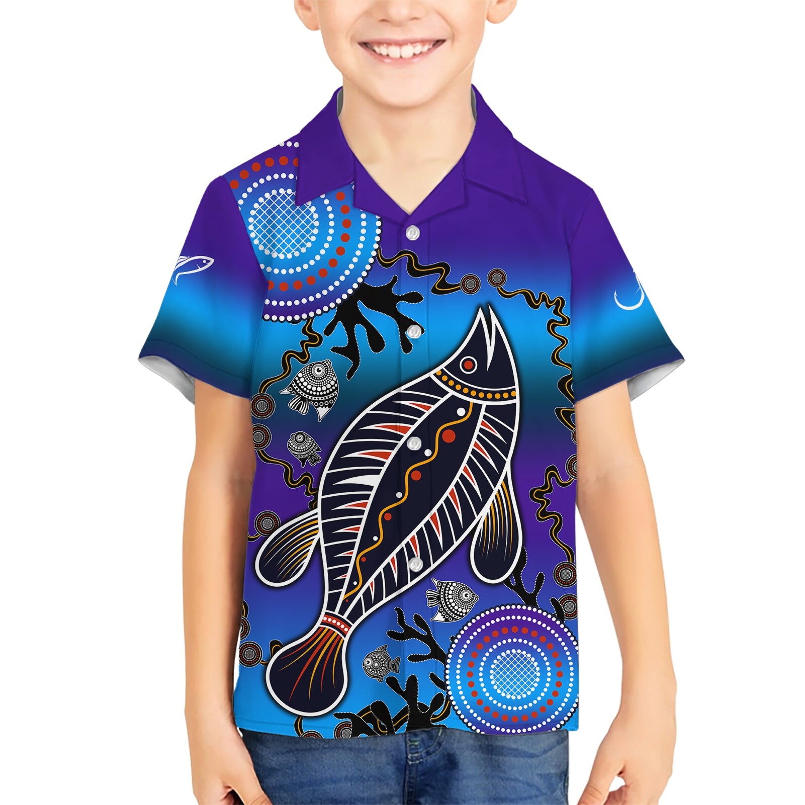 australia-fishing-family-matching-short-sleeve-bodycon-dress-and-hawaiian-shirt-hooked-on-fishing-with-aboriginal-patterns