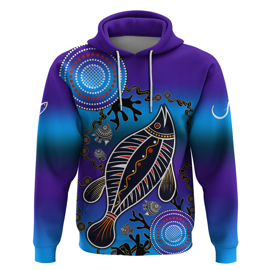 Australia Fishing Hoodie Hooked On Fishing With Aboriginal Patterns - Vibe Hoodie Shop