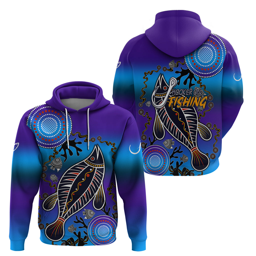 Australia Fishing Hoodie Hooked On Fishing With Aboriginal Patterns - Vibe Hoodie Shop