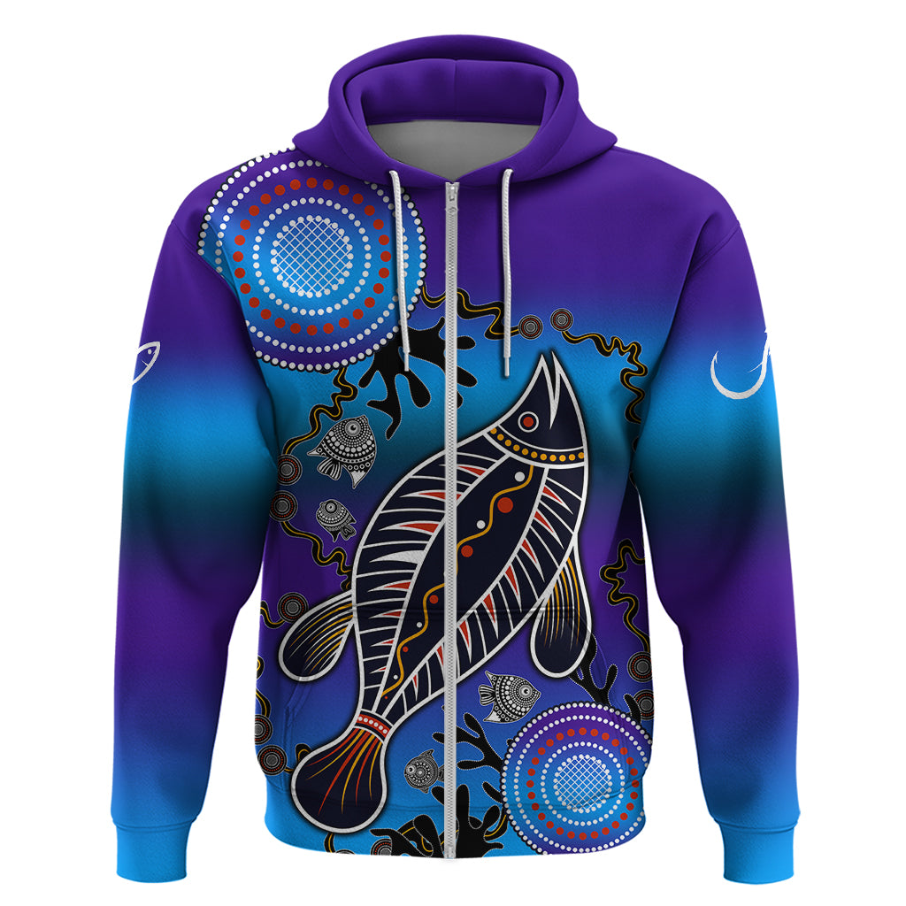 Australia Fishing Hoodie Hooked On Fishing With Aboriginal Patterns - Vibe Hoodie Shop