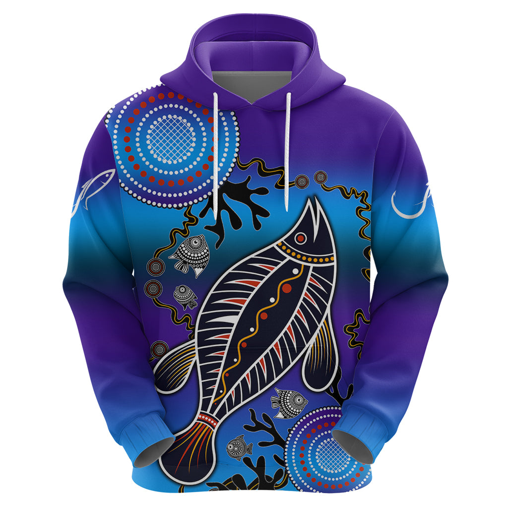 Australia Fishing Hoodie Hooked On Fishing With Aboriginal Patterns - Vibe Hoodie Shop