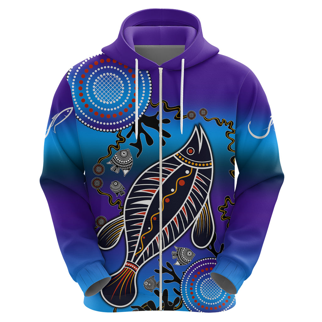 Australia Fishing Hoodie Hooked On Fishing With Aboriginal Patterns - Vibe Hoodie Shop