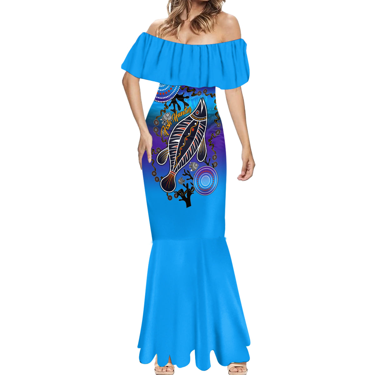 australia-fishing-mermaid-dress-hooked-on-fishing-with-aboriginal-patterns