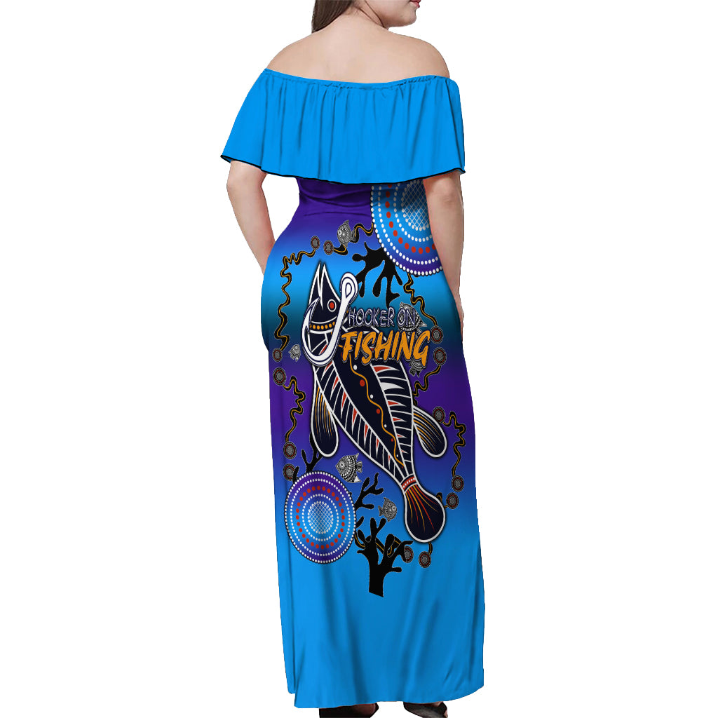 australia-fishing-off-shoulder-maxi-dress-hooked-on-fishing-with-aboriginal-patterns