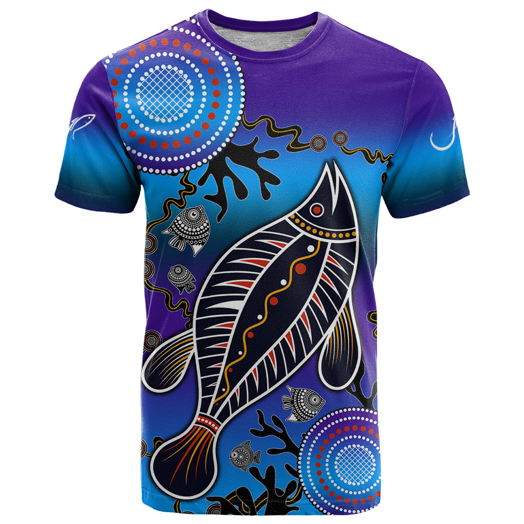 Australia Fishing T Shirt Hooked On Fishing With Aboriginal Patterns - Vibe Hoodie Shop