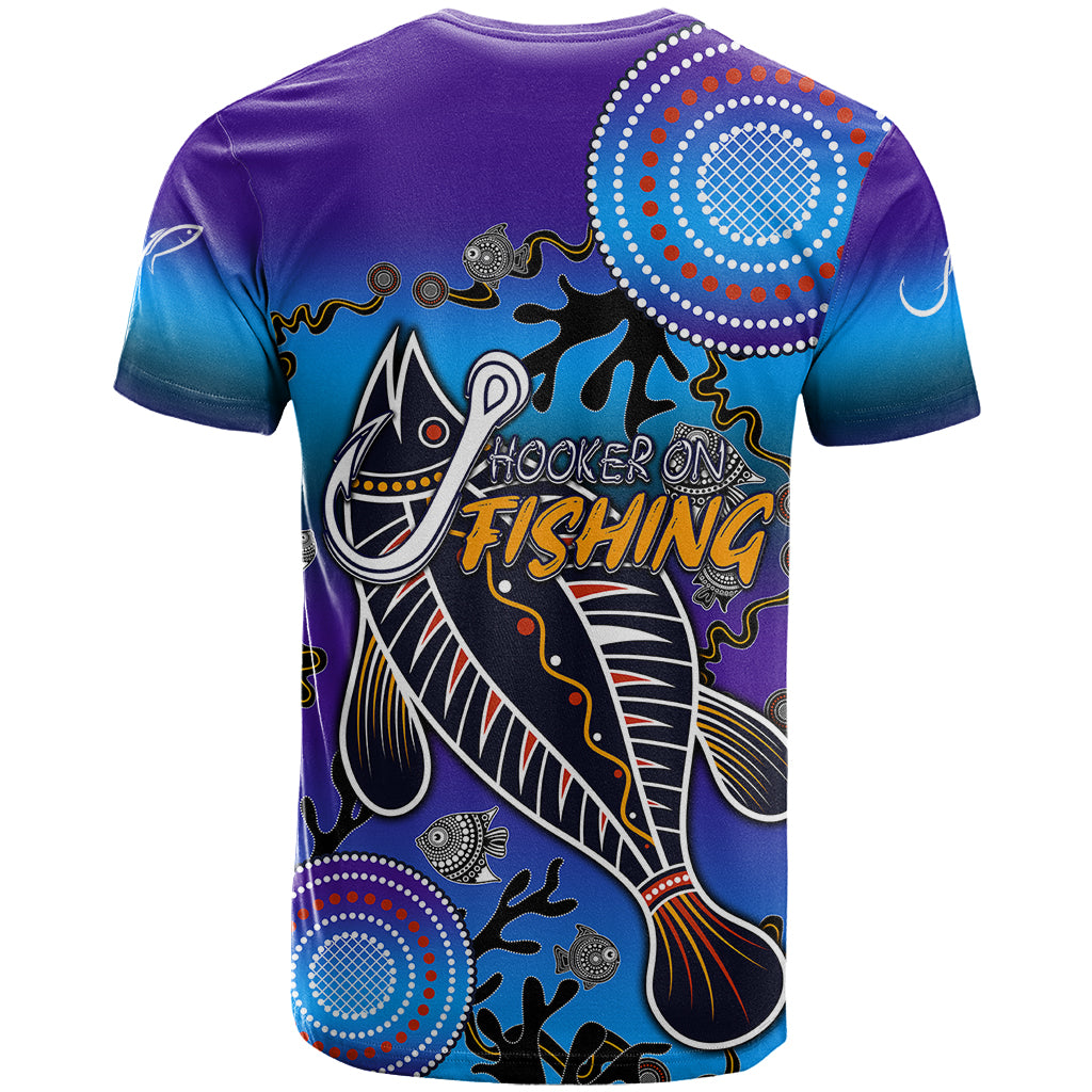 Australia Fishing T Shirt Hooked On Fishing With Aboriginal Patterns - Vibe Hoodie Shop