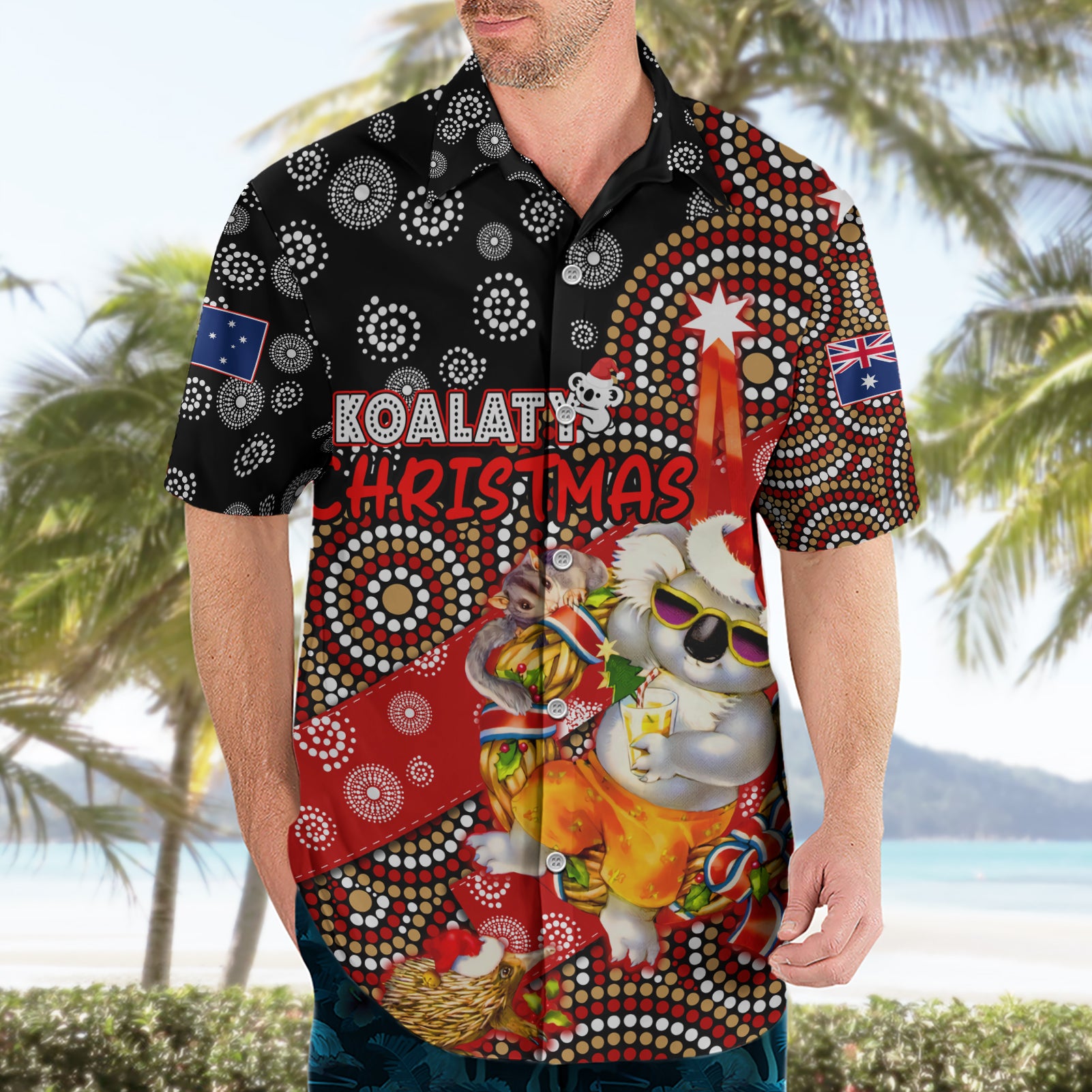 Koalaty Christmas Hawaiian Shirt Australia Koala Aboriginal - Vibe Hoodie Shop