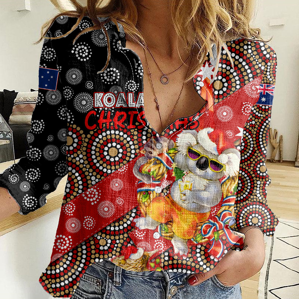 Koalaty Christmas Women Casual Shirt Australia Koala Aboriginal - Vibe Hoodie Shop
