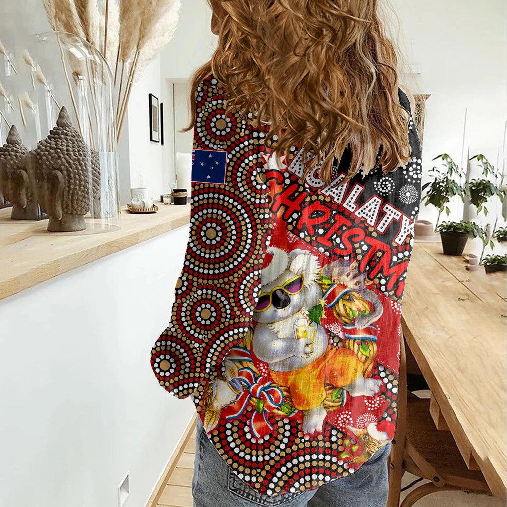 Koalaty Christmas Women Casual Shirt Australia Koala Aboriginal - Vibe Hoodie Shop