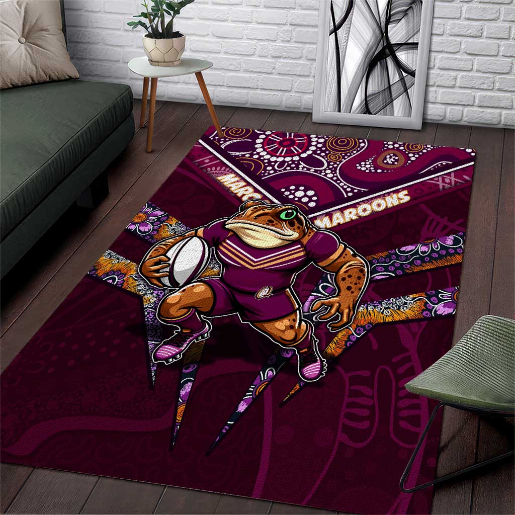 Personalised Queensland Maroons Area Rug Mascot Rugby League - Vibe Hoodie Shop