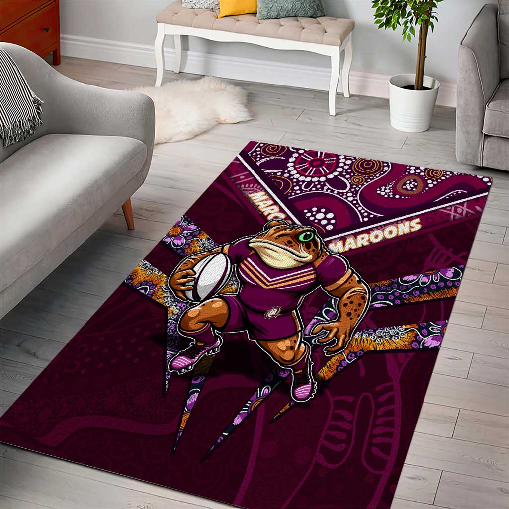 Personalised Queensland Maroons Area Rug Mascot Rugby League - Vibe Hoodie Shop