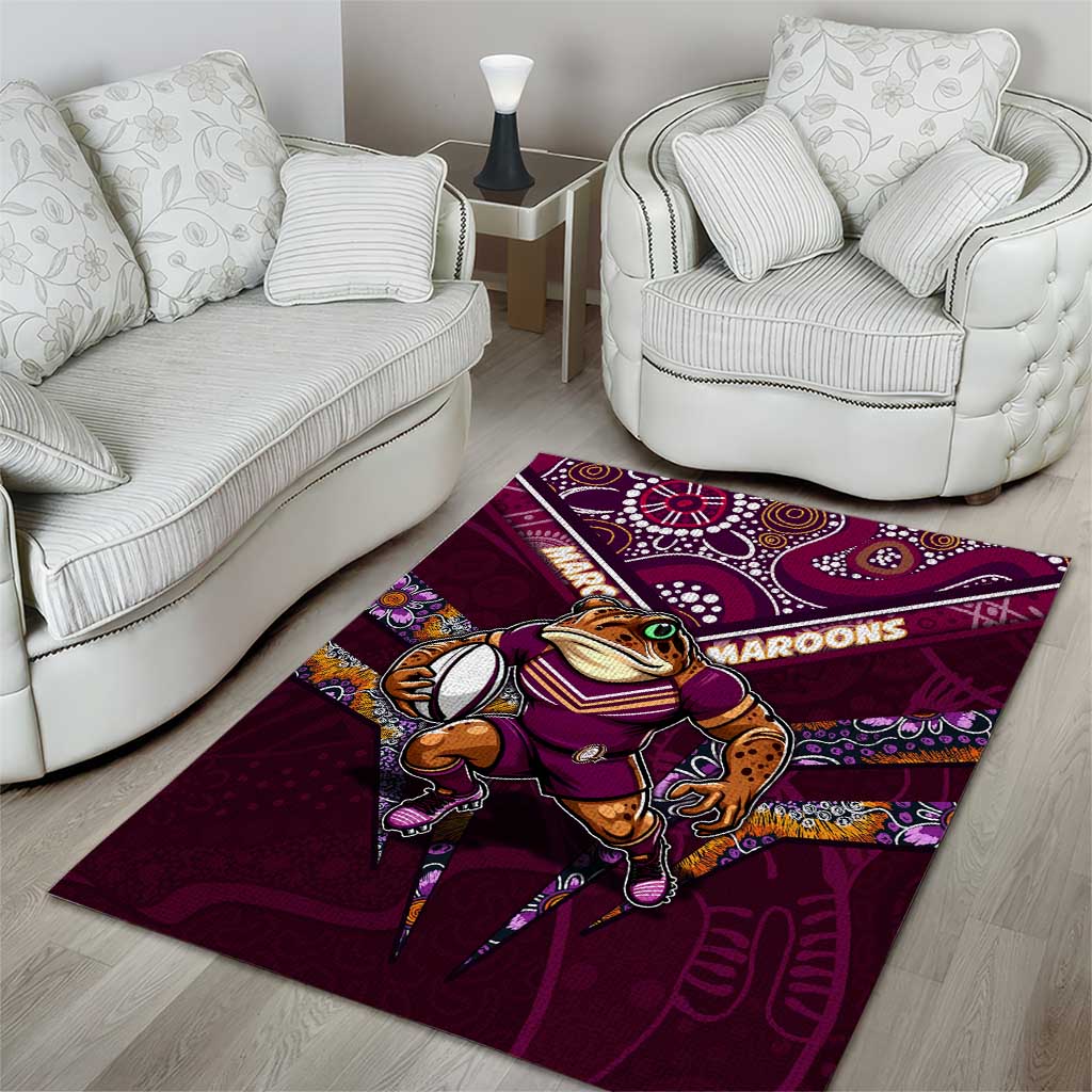 Personalised Queensland Maroons Area Rug Mascot Rugby League - Vibe Hoodie Shop