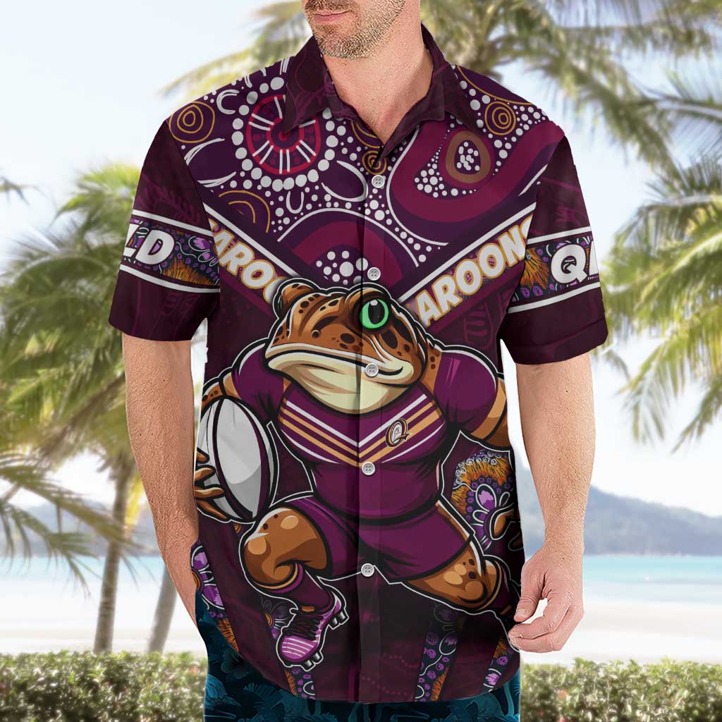 Personalised Queensland Maroons Hawaiian Shirt Mascot Rugby League - Vibe Hoodie Shop