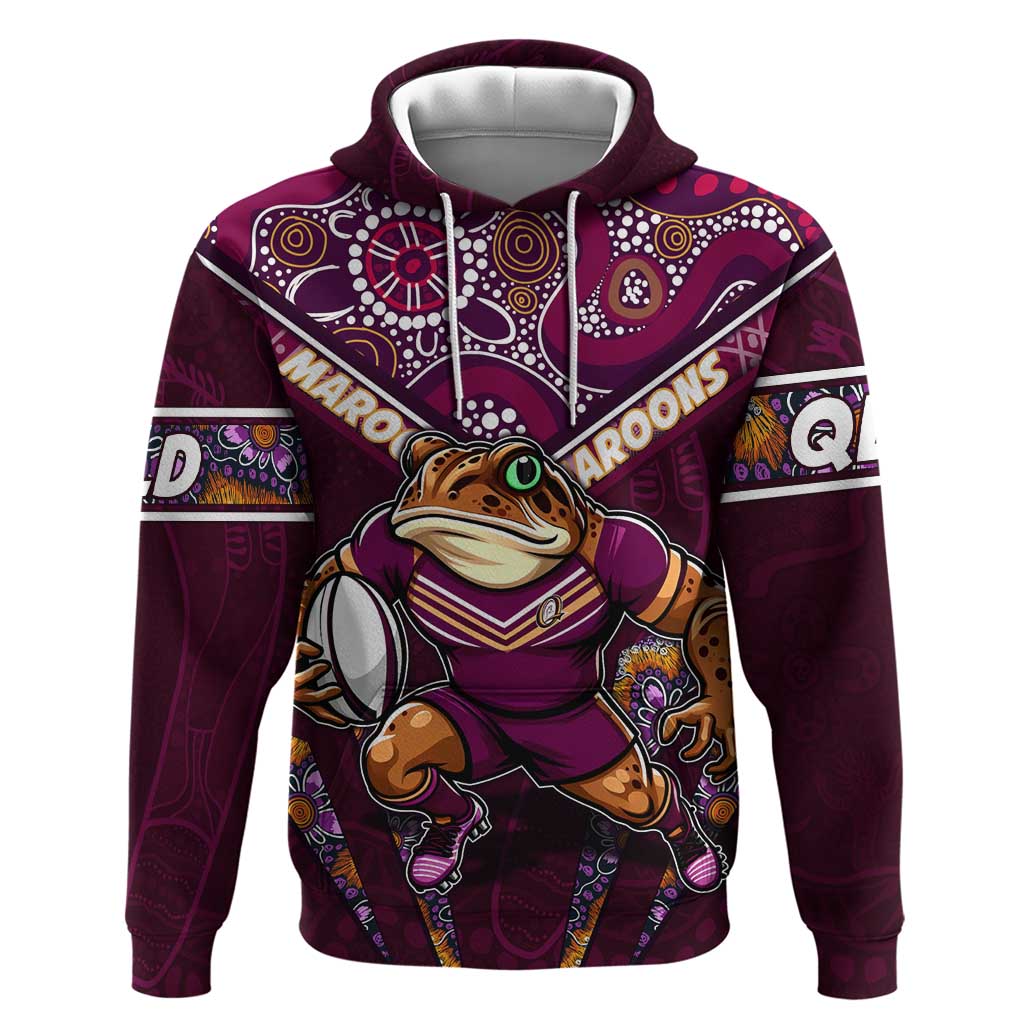 Personalised Queensland Maroons Hoodie Mascot Rugby League - Vibe Hoodie Shop
