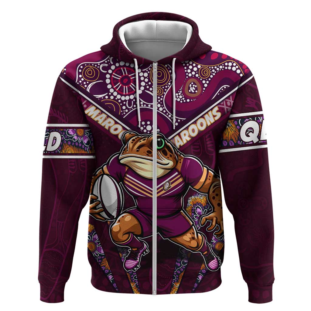Personalised Queensland Maroons Hoodie Mascot Rugby League - Vibe Hoodie Shop