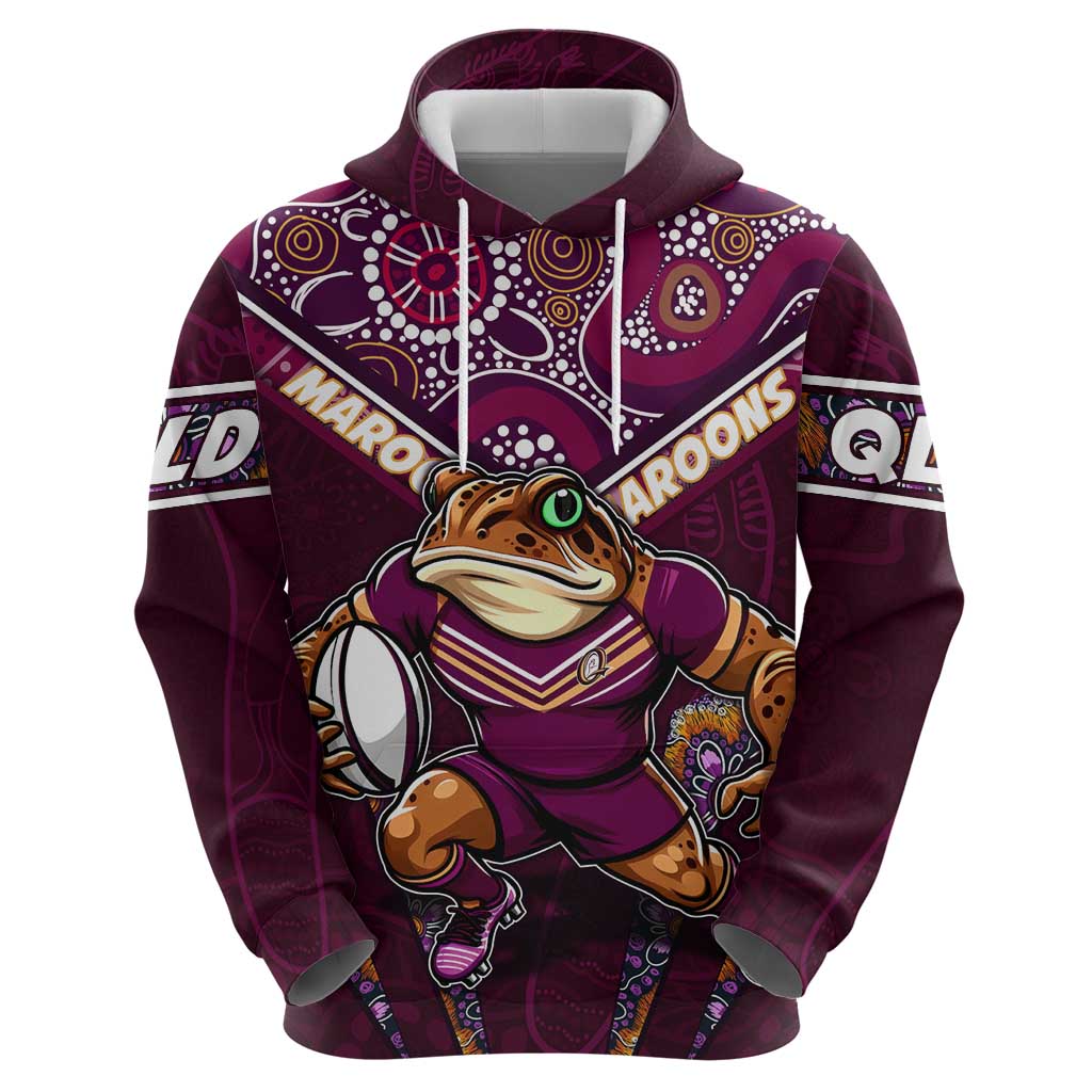 Personalised Queensland Maroons Hoodie Mascot Rugby League - Vibe Hoodie Shop