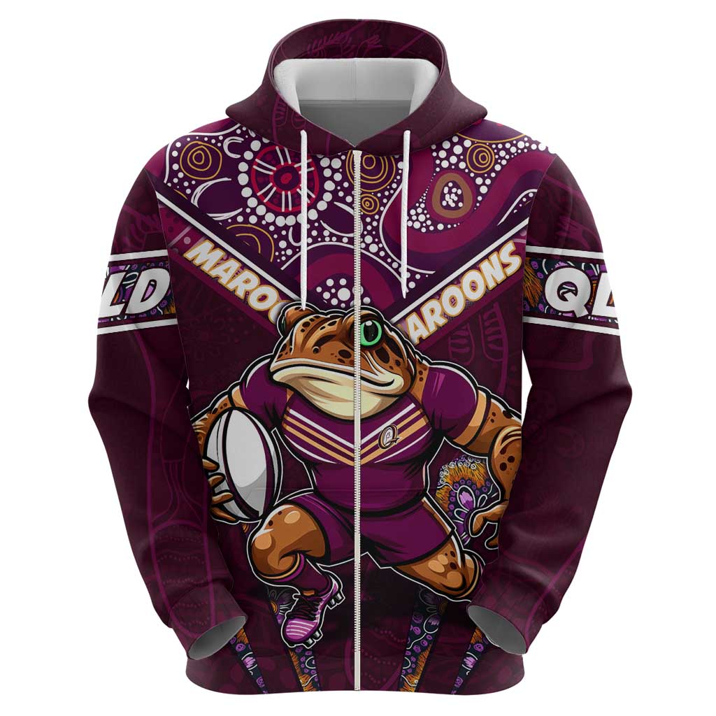 Personalised Queensland Maroons Hoodie Mascot Rugby League - Vibe Hoodie Shop