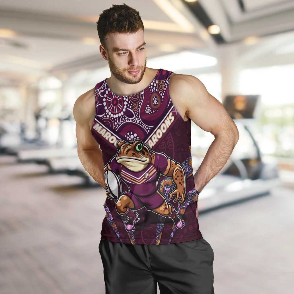 Personalised Queensland Maroons Men Tank Top Mascot Rugby League - Vibe Hoodie Shop