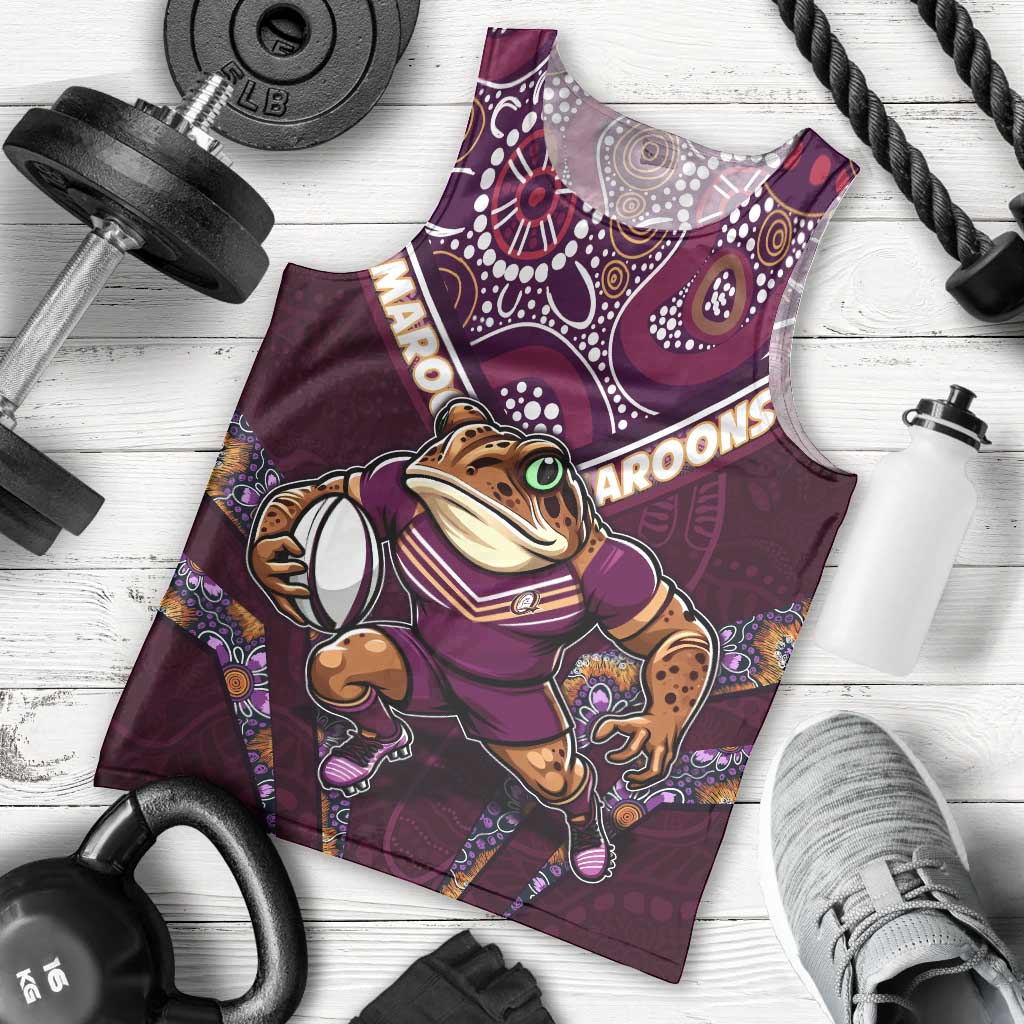 Personalised Queensland Maroons Men Tank Top Mascot Rugby League - Vibe Hoodie Shop