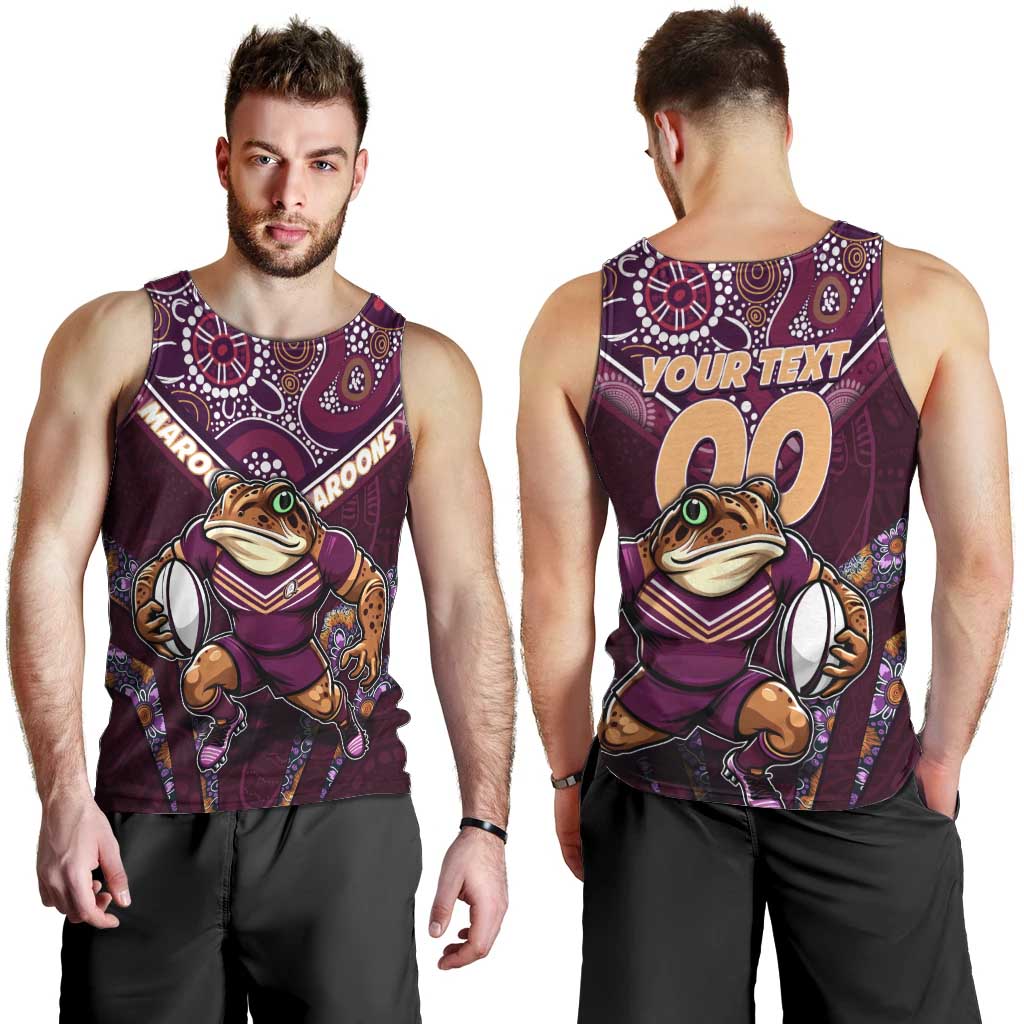 Personalised Queensland Maroons Men Tank Top Mascot Rugby League - Vibe Hoodie Shop