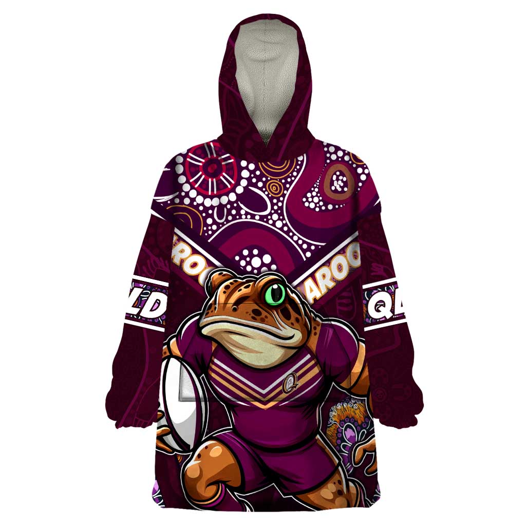 Personalised Queensland Maroons Wearable Blanket Hoodie Mascot Rugby League - Vibe Hoodie Shop