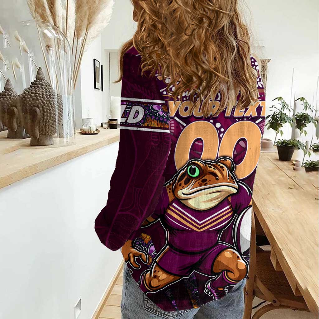 Personalised Queensland Maroons Women Casual Shirt Mascot Rugby League - Vibe Hoodie Shop