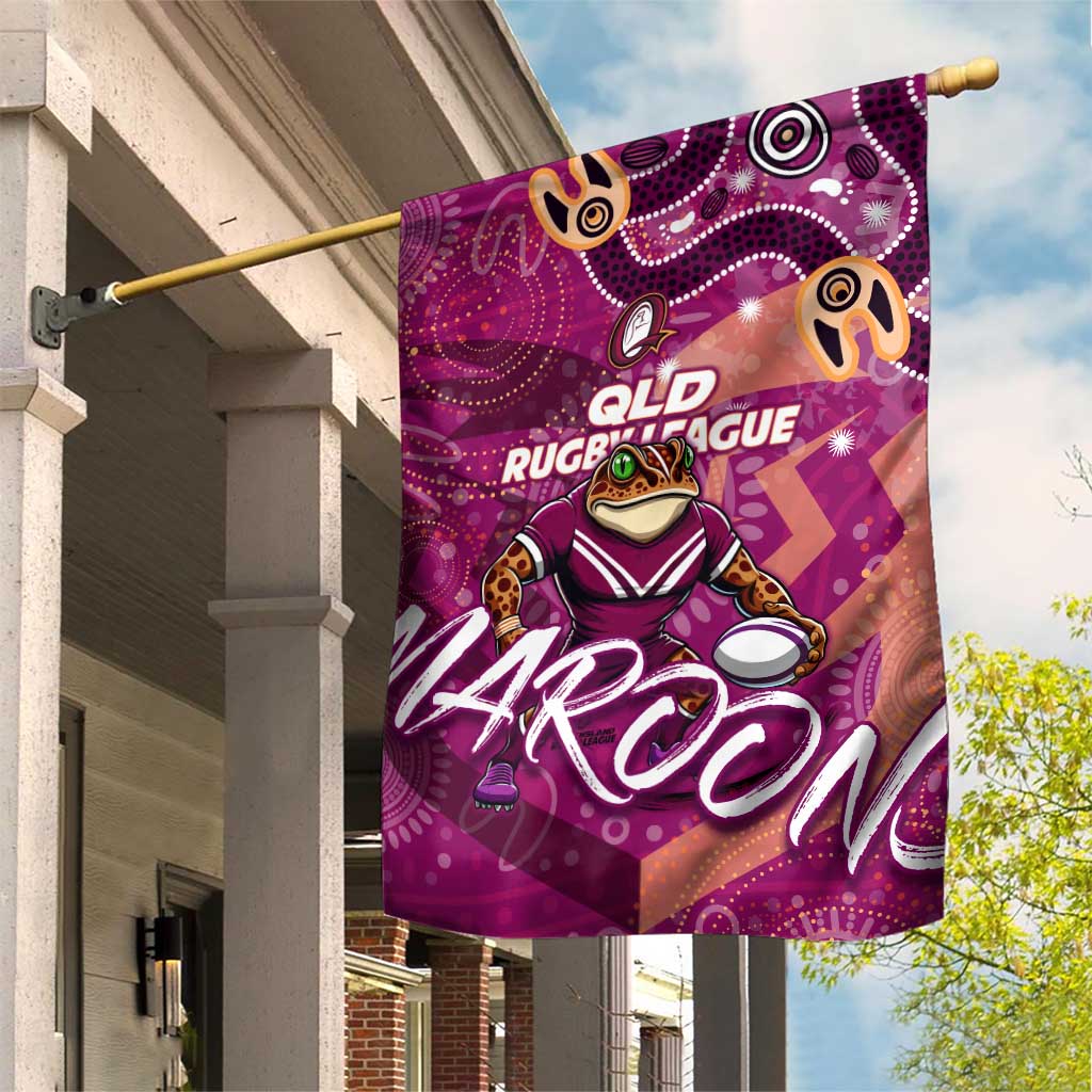 Personalized QLD Rugby League Garden Flag Maroons Aboriginal Art - Vibe Hoodie Shop