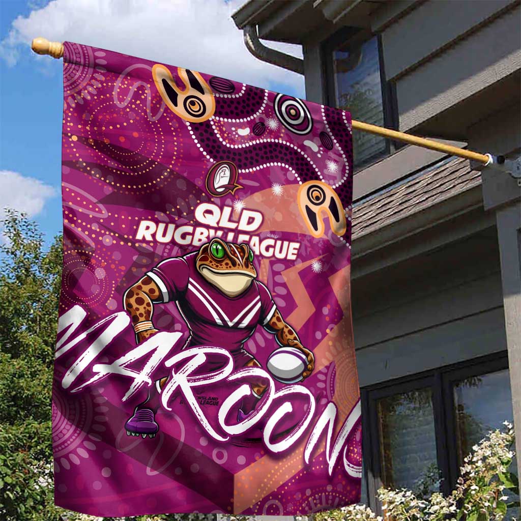 Personalized QLD Rugby League Garden Flag Maroons Aboriginal Art - Vibe Hoodie Shop