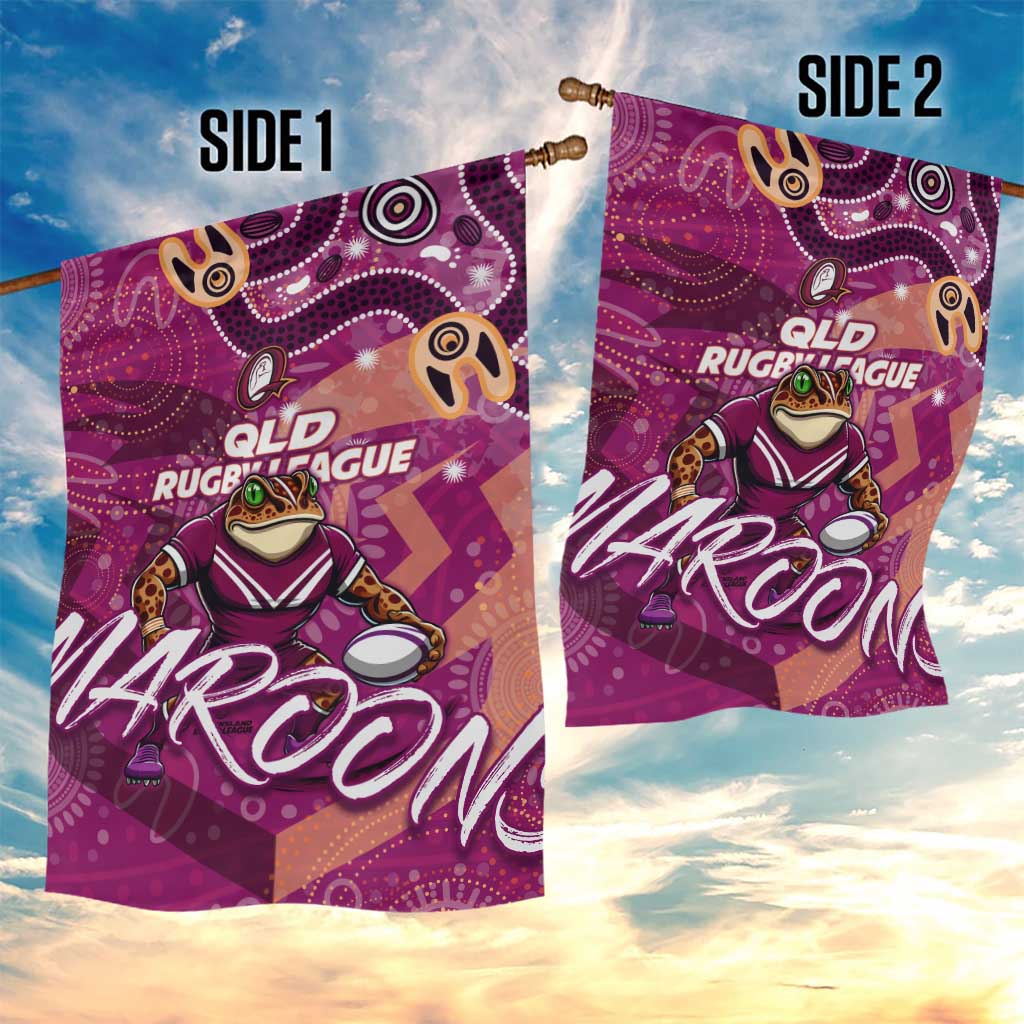 Personalized QLD Rugby League Garden Flag Maroons Aboriginal Art - Vibe Hoodie Shop