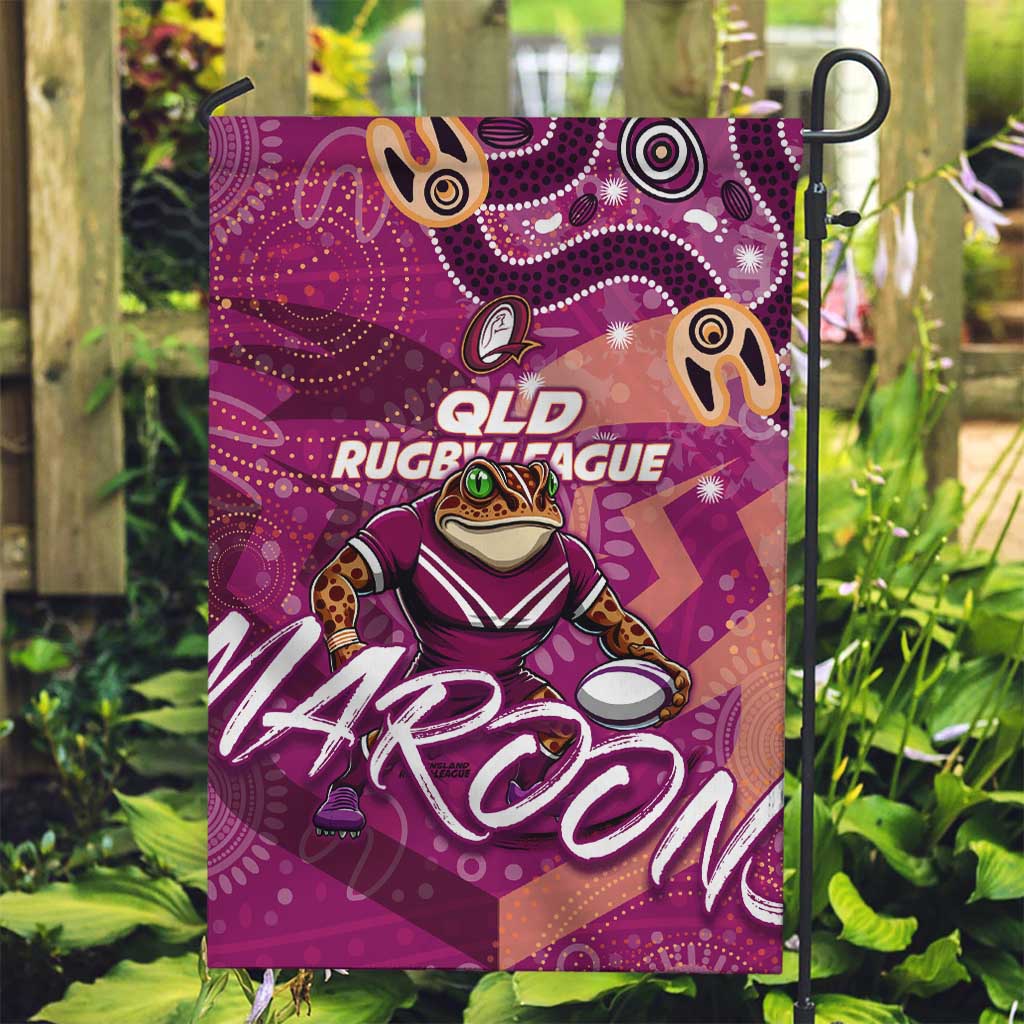 Personalized QLD Rugby League Garden Flag Maroons Aboriginal Art - Vibe Hoodie Shop