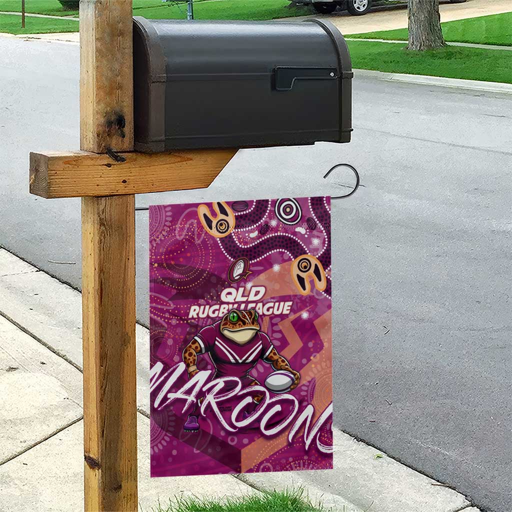 Personalized QLD Rugby League Garden Flag Maroons Aboriginal Art - Vibe Hoodie Shop