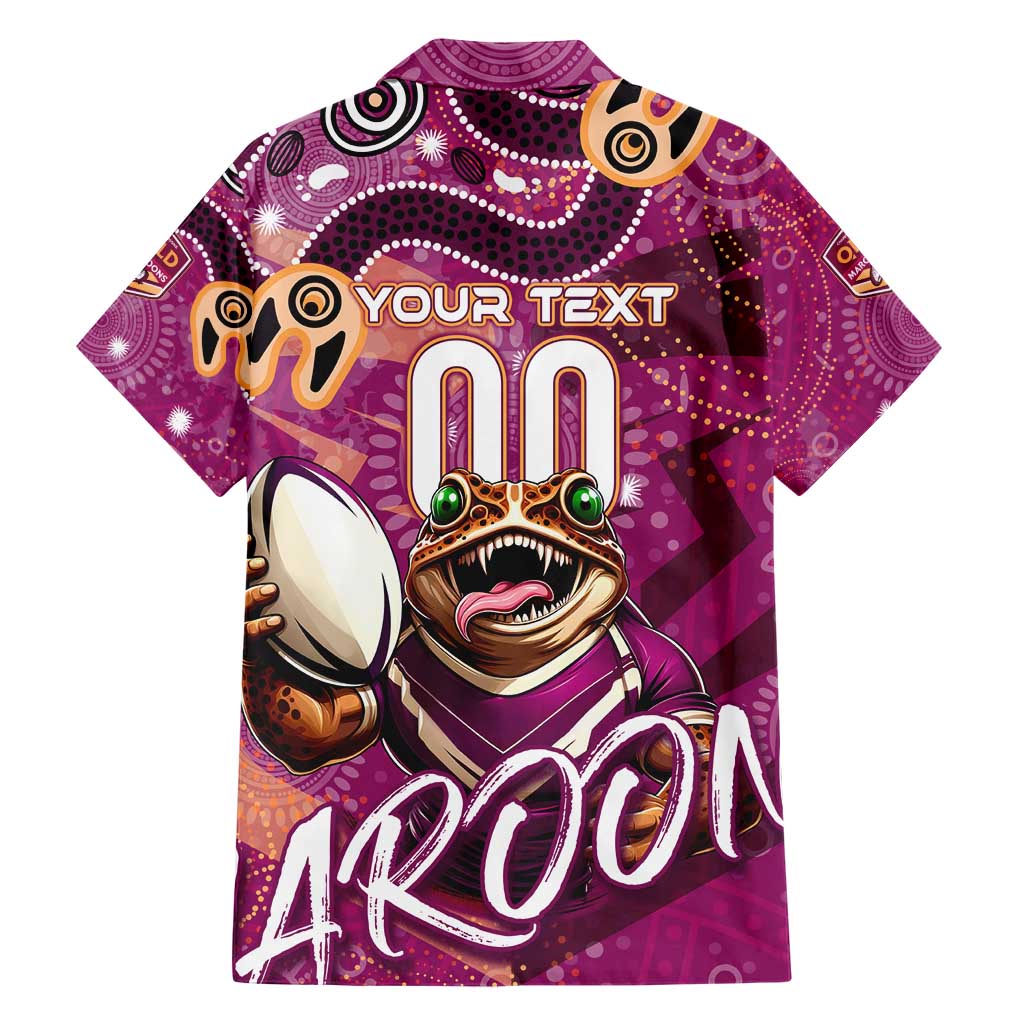 Personalized QLD Rugby League Hawaiian Shirt Maroons Aboriginal Art - Vibe Hoodie Shop