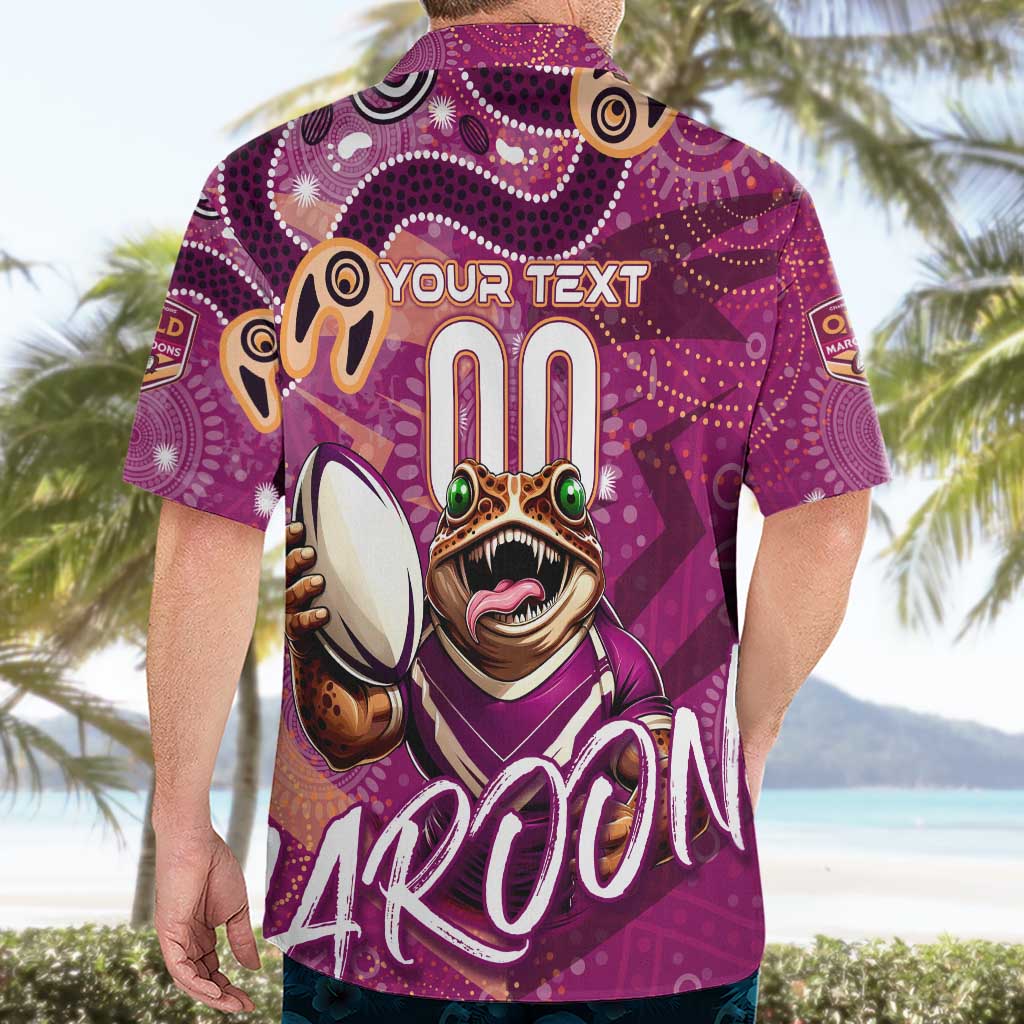 Personalized QLD Rugby League Hawaiian Shirt Maroons Aboriginal Art - Vibe Hoodie Shop