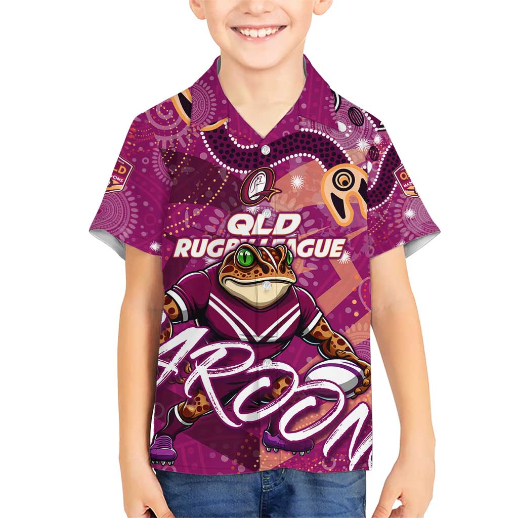 Personalized QLD Rugby League Hawaiian Shirt Maroons Aboriginal Art - Vibe Hoodie Shop