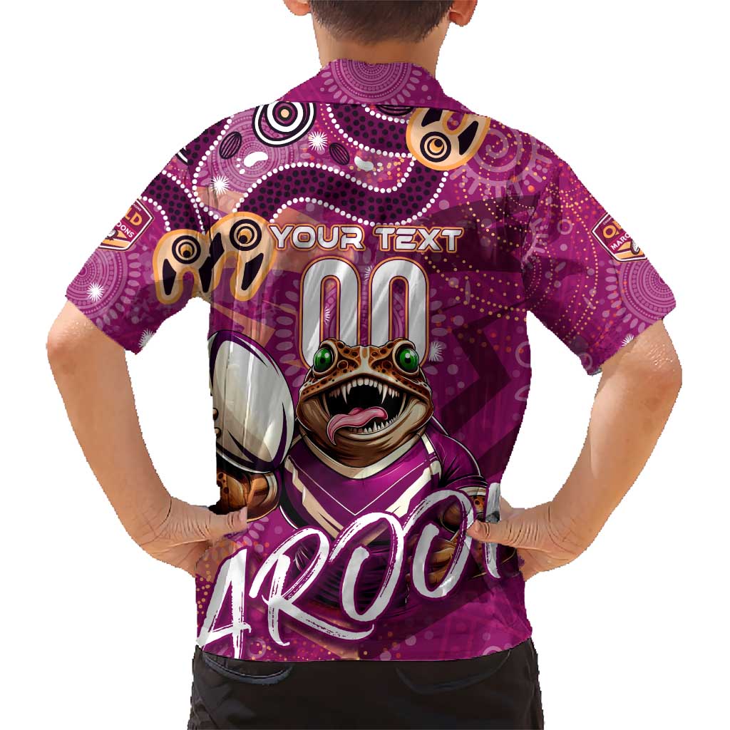 Personalized QLD Rugby League Hawaiian Shirt Maroons Aboriginal Art - Vibe Hoodie Shop