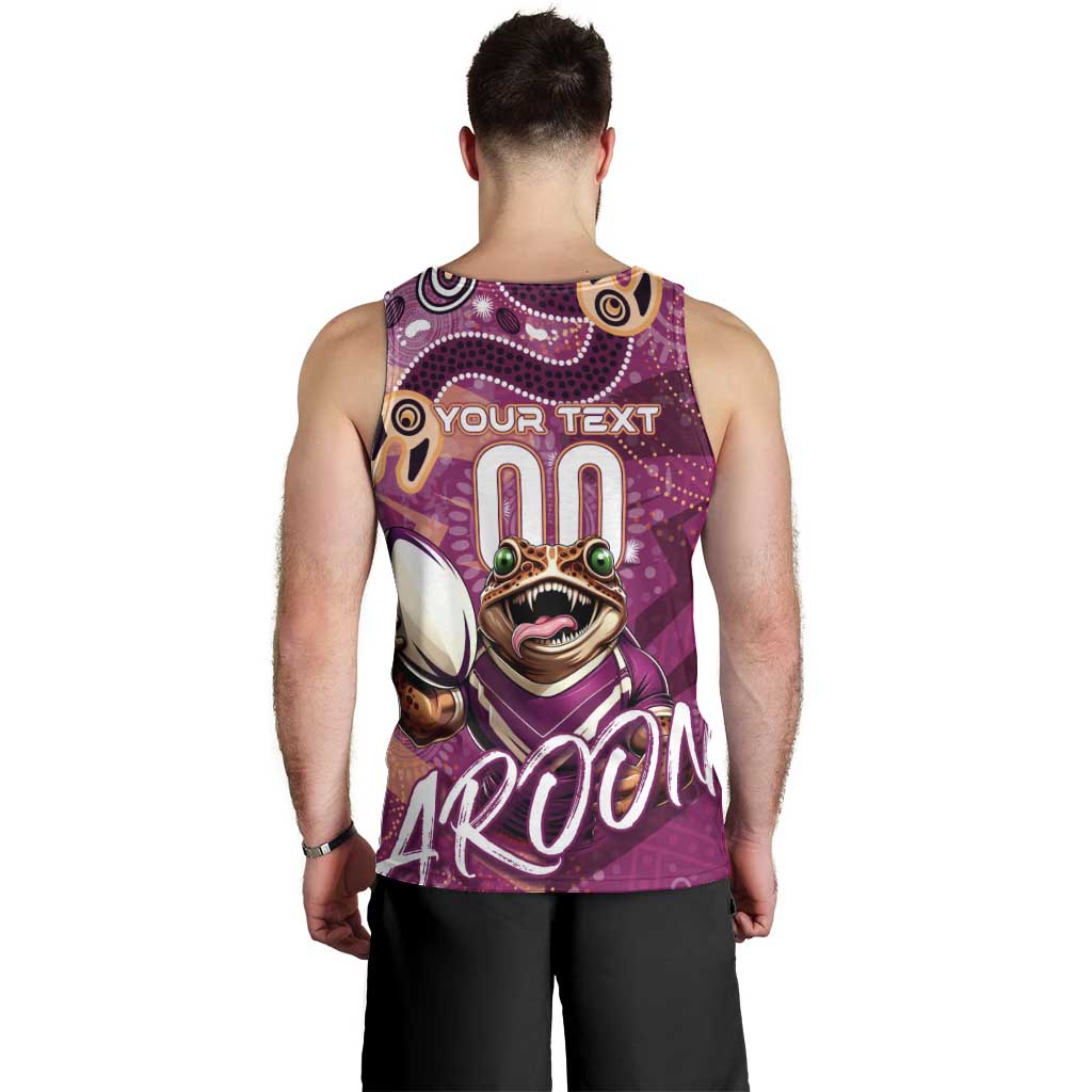Personalized QLD Rugby League Men Tank Top Maroons Aboriginal Art - Vibe Hoodie Shop