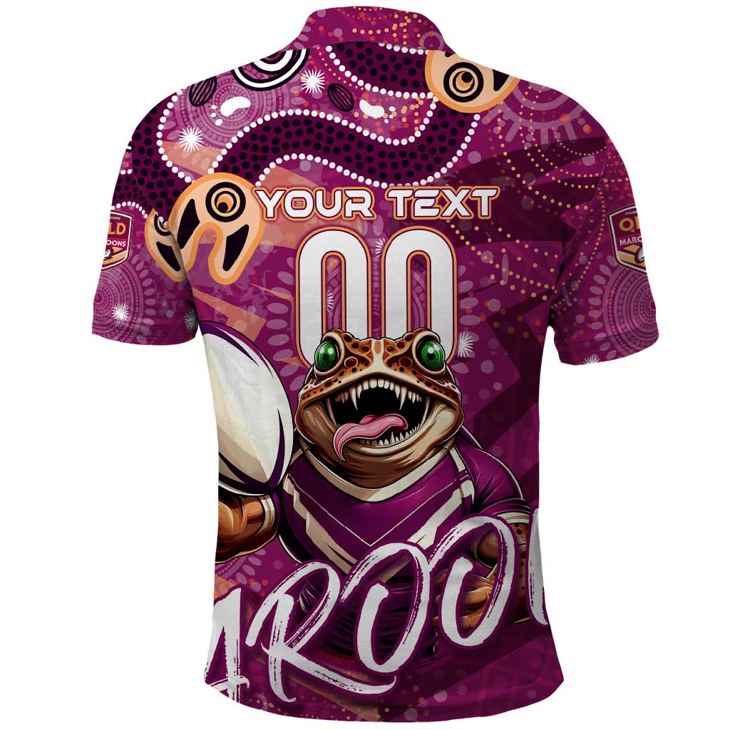 Personalized QLD Rugby League Polo Shirt Maroons Aboriginal Art - Vibe Hoodie Shop