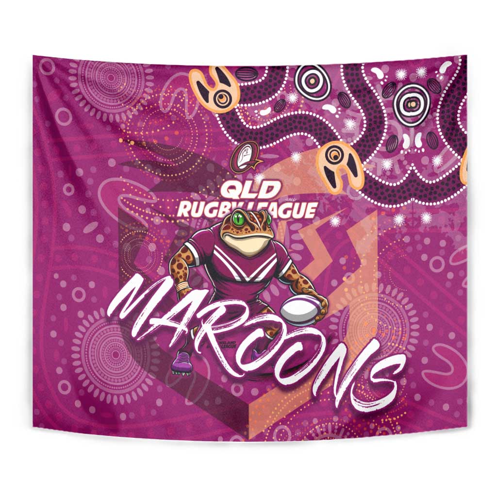 Personalized QLD Rugby League Tapestry Maroons Aboriginal Art - Vibe Hoodie Shop