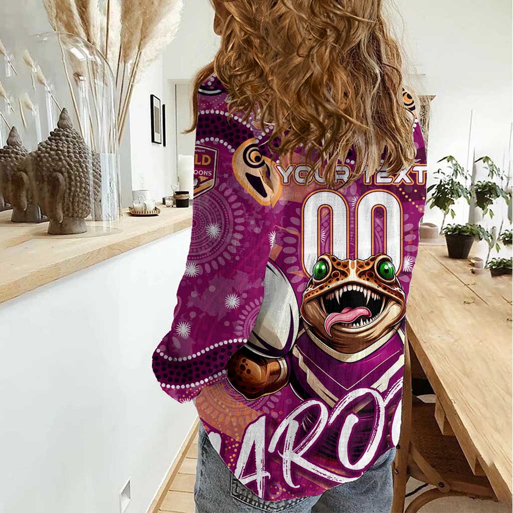 Personalized QLD Rugby League Women Casual Shirt Maroons Aboriginal Art - Vibe Hoodie Shop