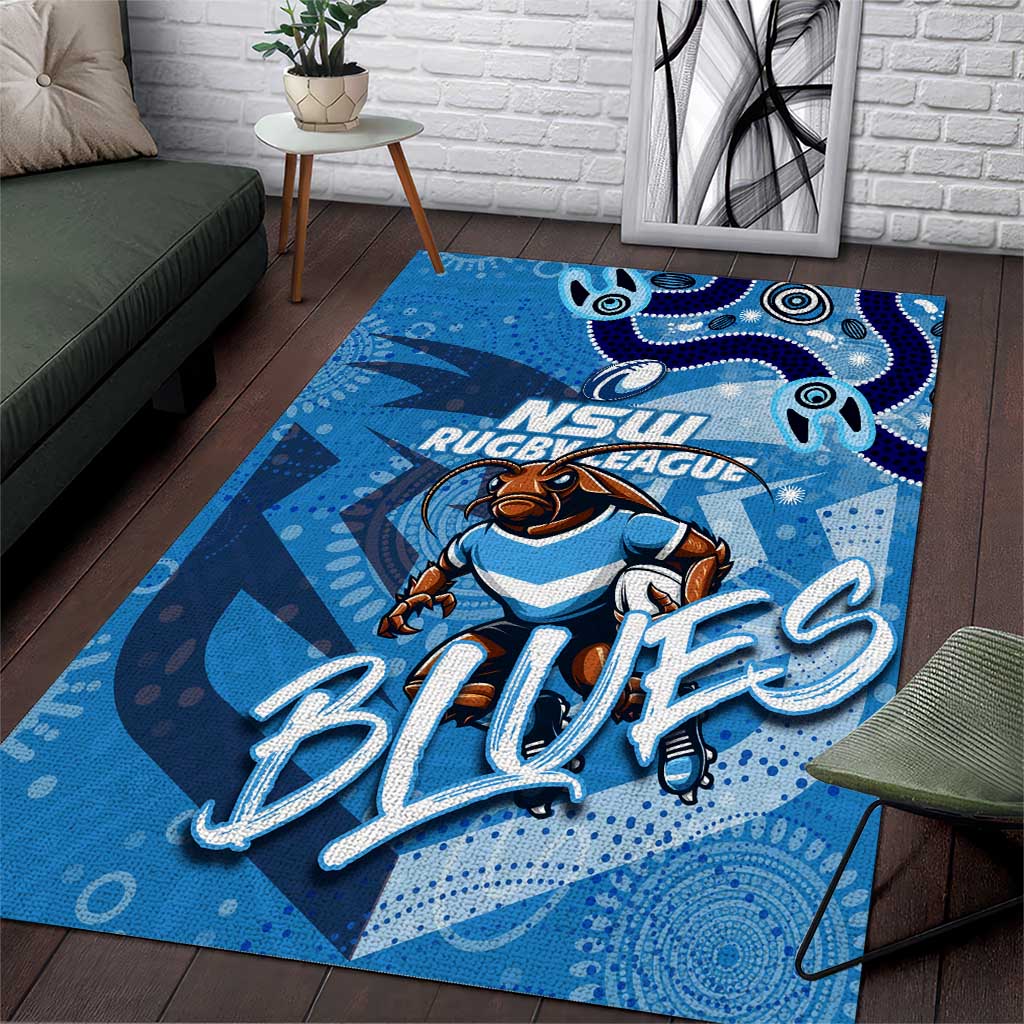 Personalized NSW Rugby League Area Rug Blues Mascot Indigenous - Vibe Hoodie Shop