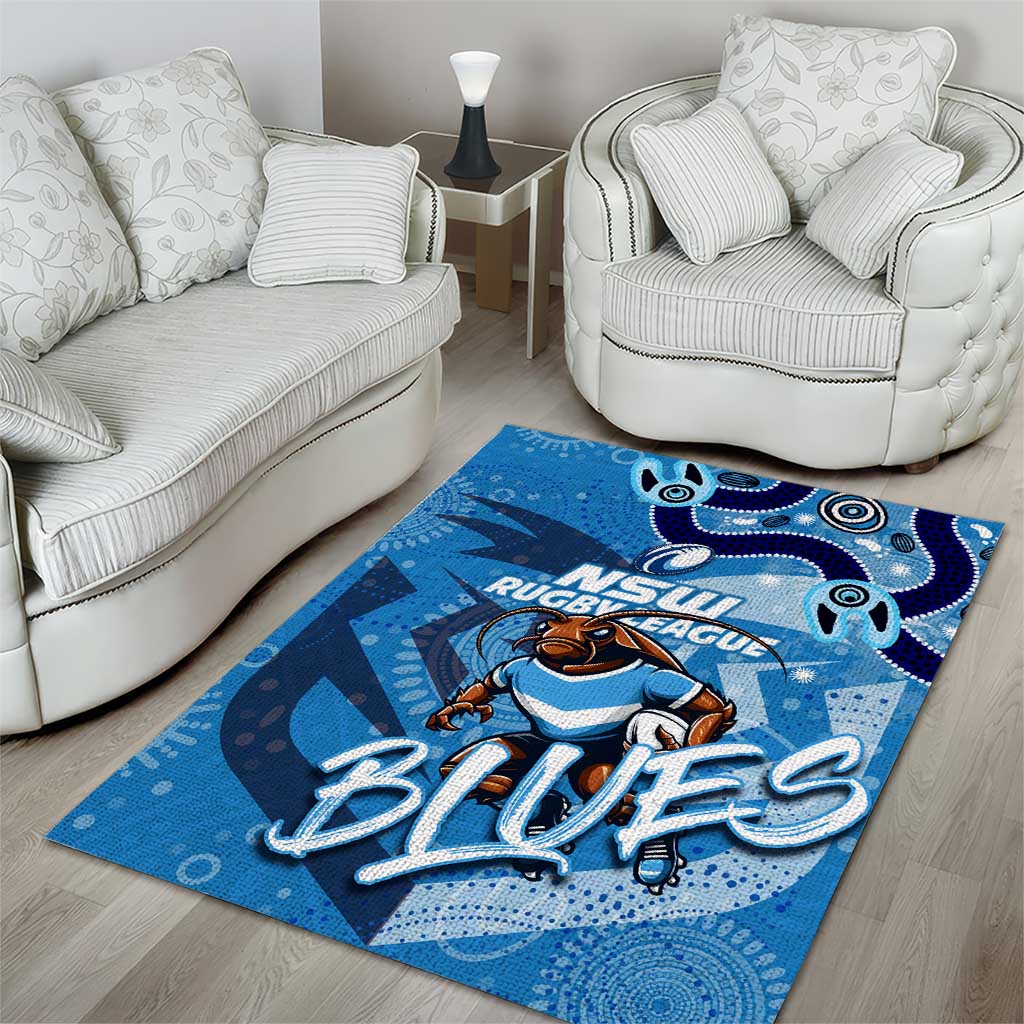 Personalized NSW Rugby League Area Rug Blues Mascot Indigenous - Vibe Hoodie Shop