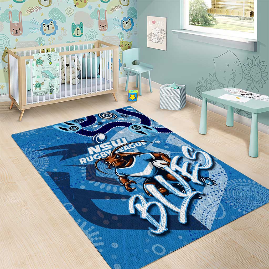 Personalized NSW Rugby League Area Rug Blues Mascot Indigenous - Vibe Hoodie Shop