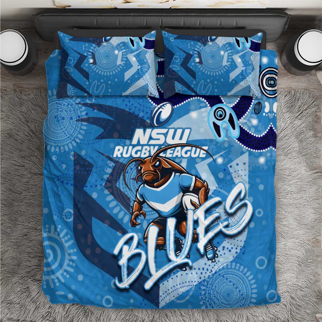 Personalized NSW Rugby League Bedding Set Blues Mascot Indigenous - Vibe Hoodie Shop