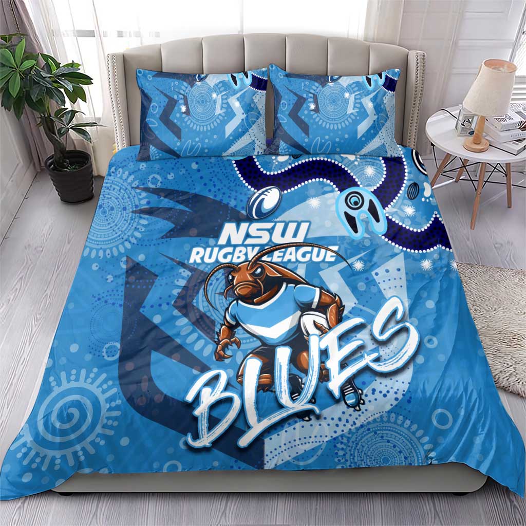 Personalized NSW Rugby League Bedding Set Blues Mascot Indigenous - Vibe Hoodie Shop