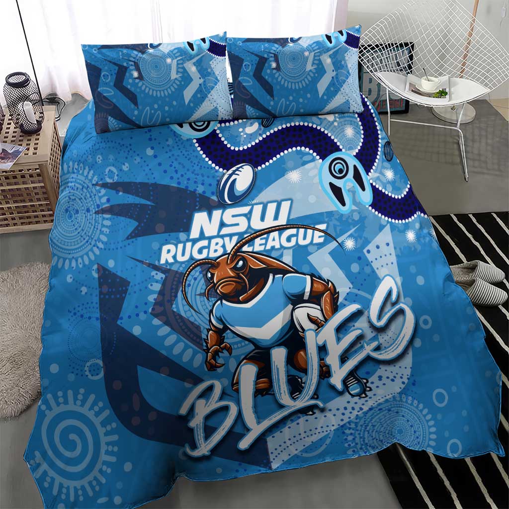 Personalized NSW Rugby League Bedding Set Blues Mascot Indigenous - Vibe Hoodie Shop